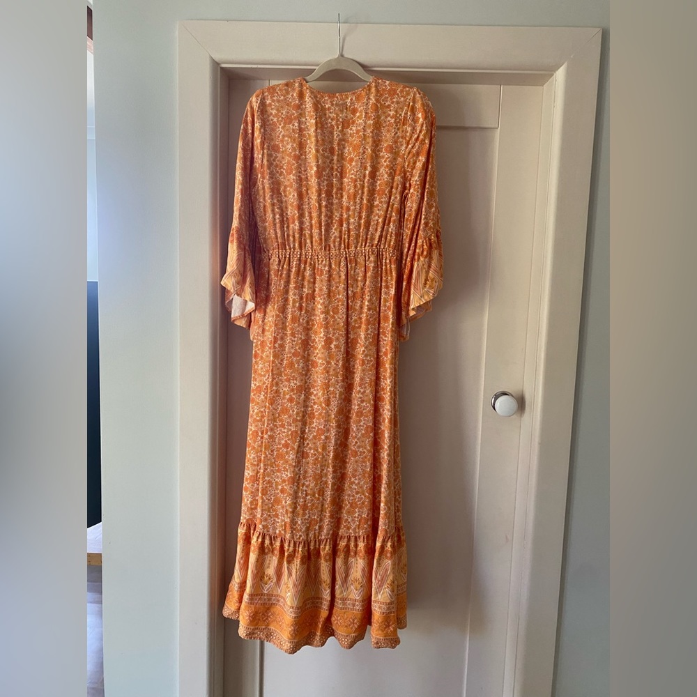 Nine Lives Bazaar orange floral maxi dress size 10 - Picture 2 of 5